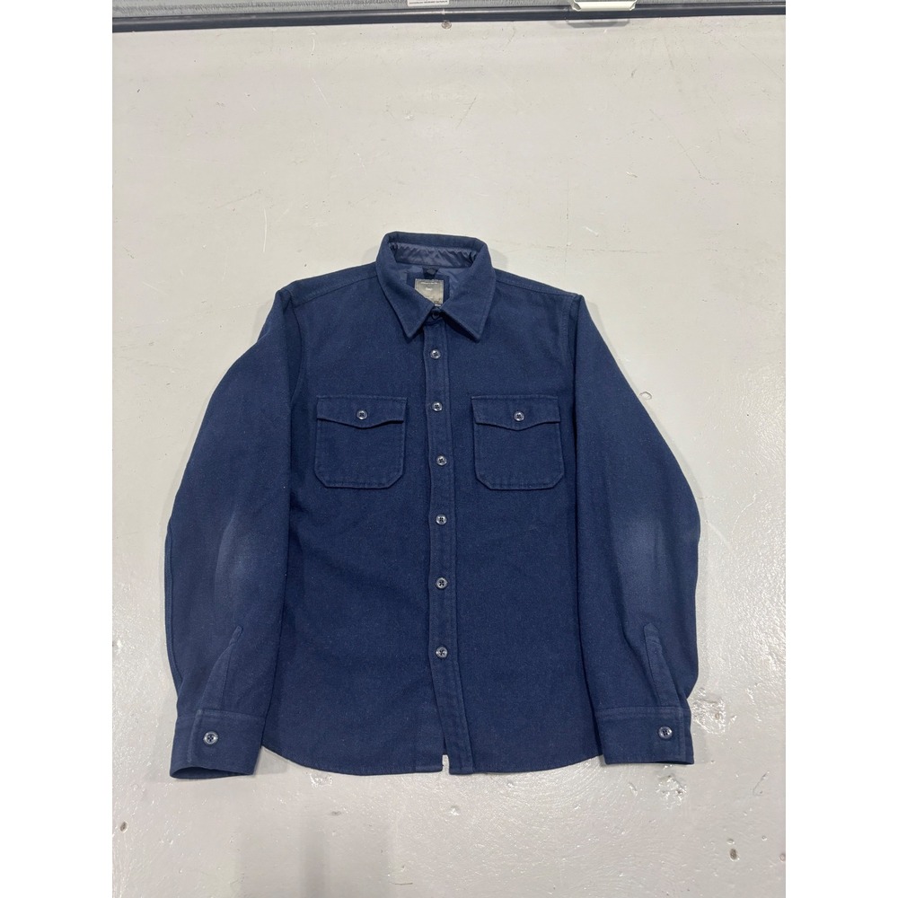 Gap Mens Navy Blue Wool Blend Quilted Lined Button Front Shirt Jacket Large